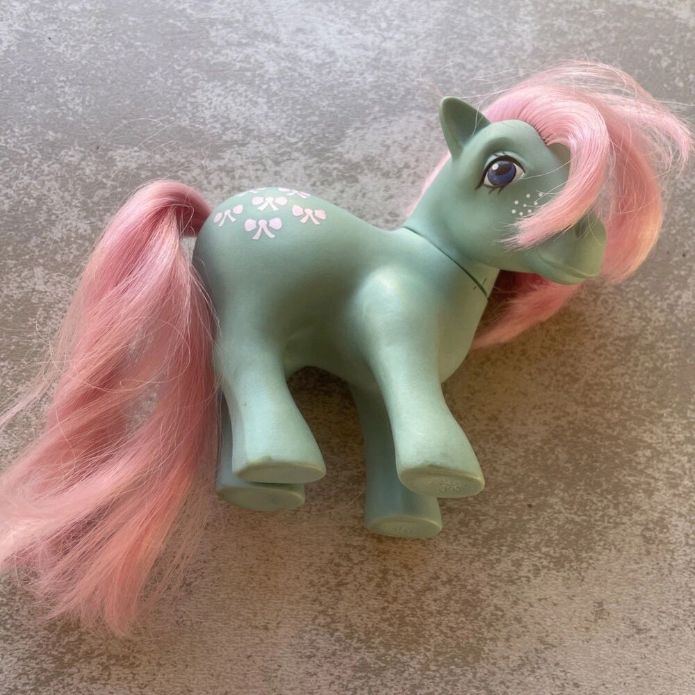 My Little Pony Bow Tie 1983 Vintage G1 Blue With Pink Bows MLP Hasbro